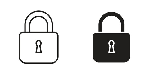 Padlock icon suitable design silhouette and line art style on white background © Lohan