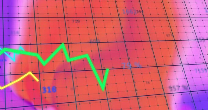 New data starting green trace climbing peaking over heatmap as labels updating showing values