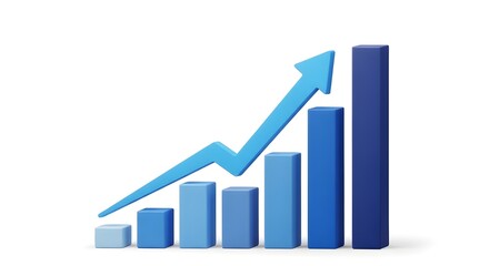 Fototapeta premium Increasing trend chart with bar graph and rising arrow
