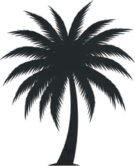 Obraz premium Silhouette of a tropical palm tree, an iconic symbol of summer, vacations, and exotic destinations, rendered in a simple, graphic style