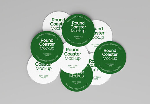 Round Beverage Coaster Mockup