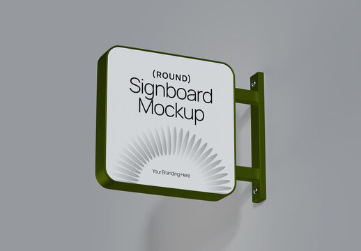 Round Outdoor Sign Mockup