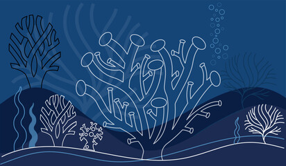 Fototapeta premium Coral Bleaching Dark Ocean Illustration