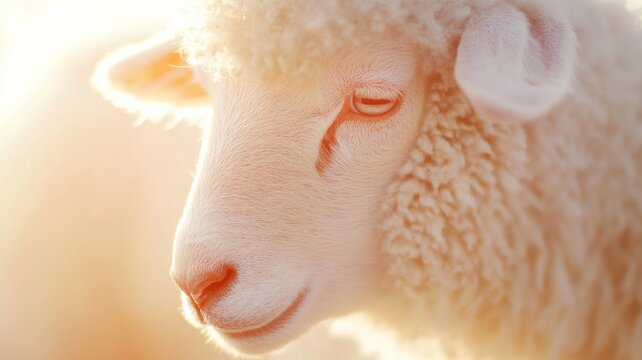 Serene close-up of sheep&rsquo;s wool highlighting tranquil beauty in nature