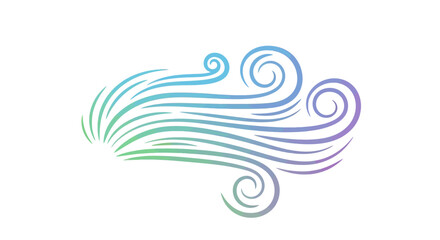 Stylized wind currents vector illustration with vibrant gradient colors and dynamic swirls