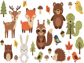 Obraz premium Set of cartoon animals vector