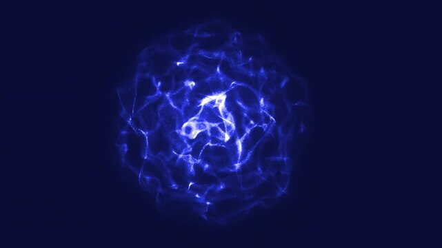 Glowing blue plasma orb made of swirling particles on a dark background