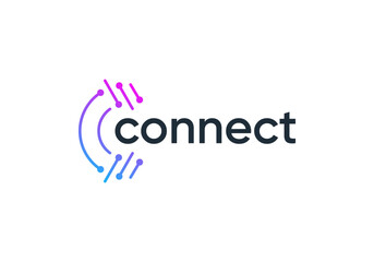 letter C global connect logo. network signal technology connectivity symbol vector design
