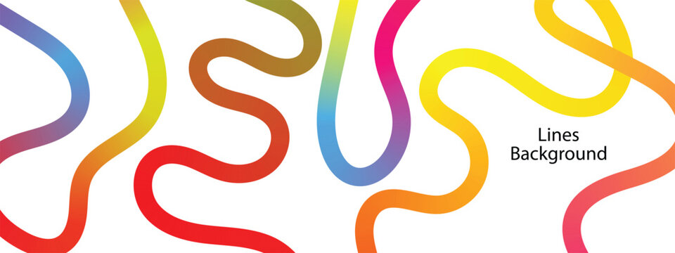 colorful gradient curved line. wavy line. gradient line on a white background Abstract rainbow gradient wavy lines pattern.

