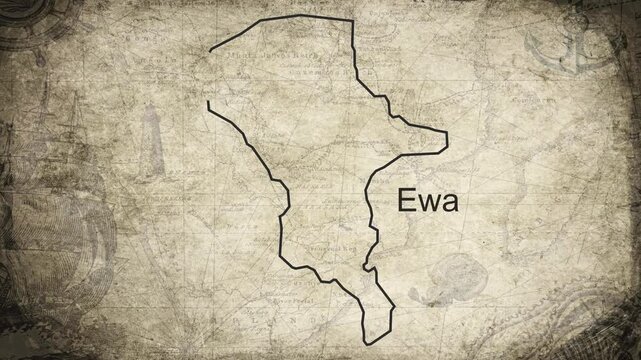 Ewa District Nauru map drawn on a cartography background sheet of paper
