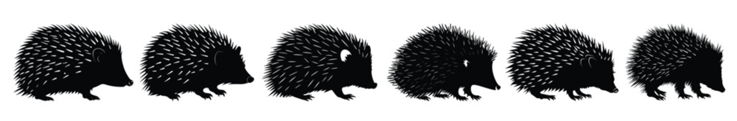 hedgehog clipart black silhouette bundle © Micksm