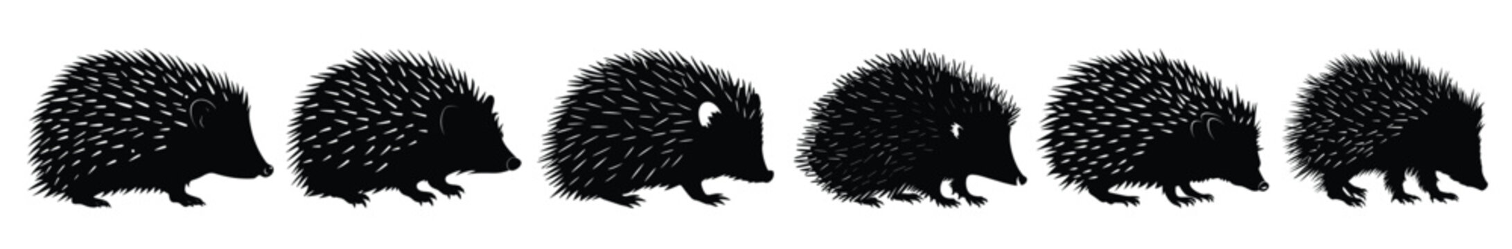 hedgehog clipart black silhouette bundle