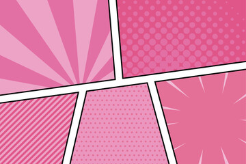 アメコミ　コマ割り　背景　ピンク　イラスト