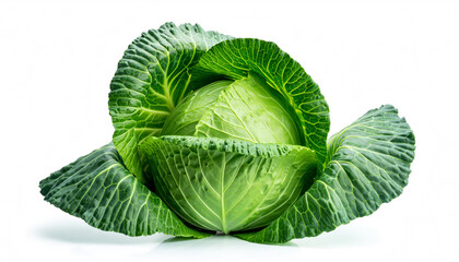 Fototapeta premium Fresh Savoy Cabbage Head with Green Leaves.