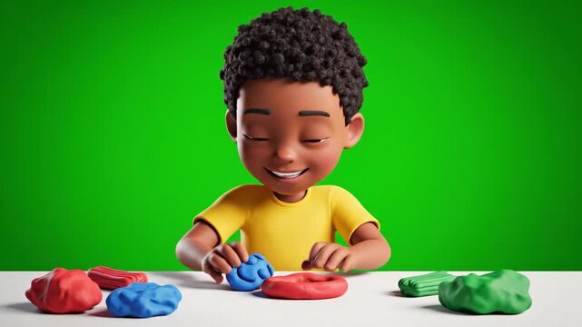 Happy Boy Playing with Play-Doh