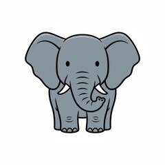 Obraz premium Cute cartoon elephant with big ears and tusks standing alone