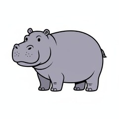 Obraz premium Adorable cartoon hippopotamus standing happily