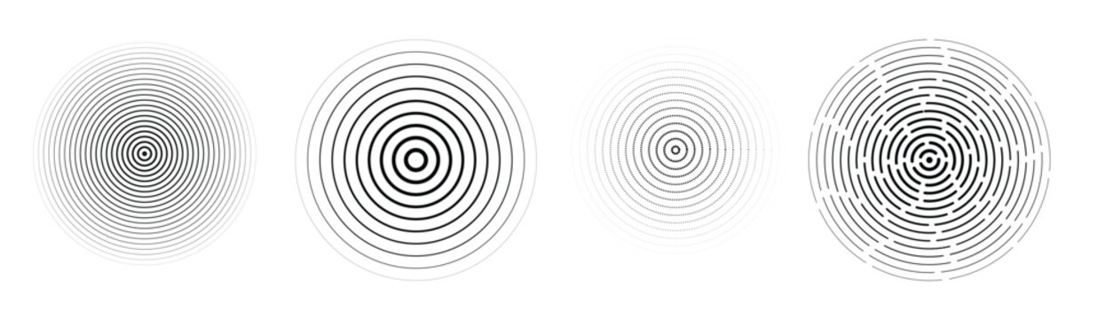 black radial circle set sonar or sound wave ring 