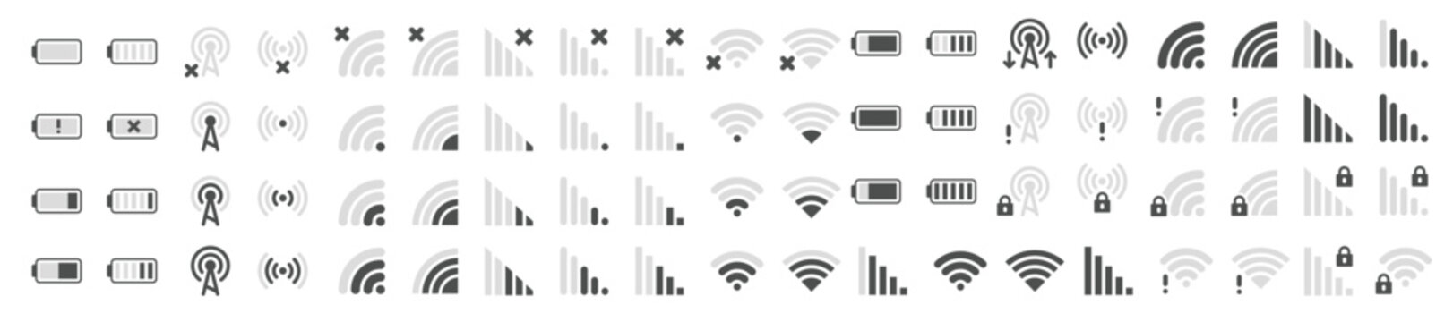 mobile phone bar icons smartphone battery charge level