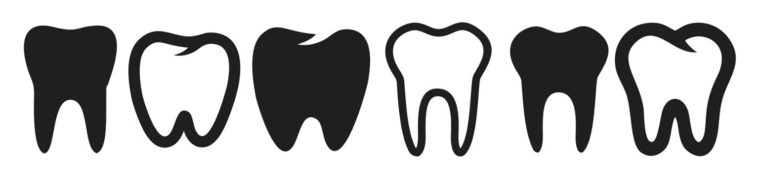 teeth icon template black color editable.