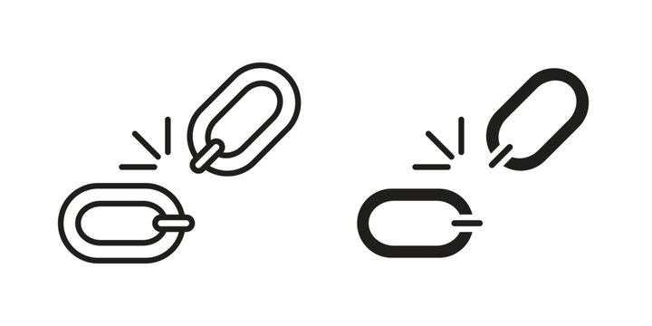 Broken link icon concept. Thin line symbol. Vector illustration isolated. Editable stroke.