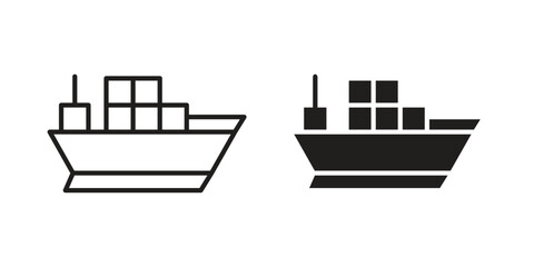 Cargo ship icon concept. Thin line symbol. Vector illustration isolated. Editable stroke.