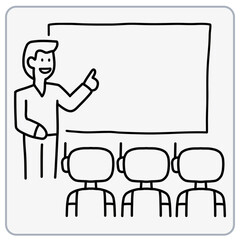 Presentation scene with a speaker addressing an audience.