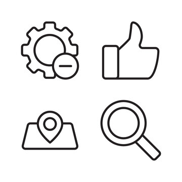 Management settings and local SEO location icon set