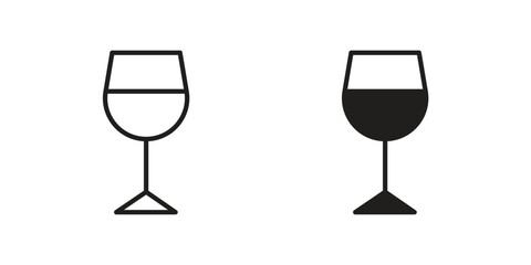 Cup of wine icon concept. Thin line symbol. Vector illustration isolated. Editable stroke.