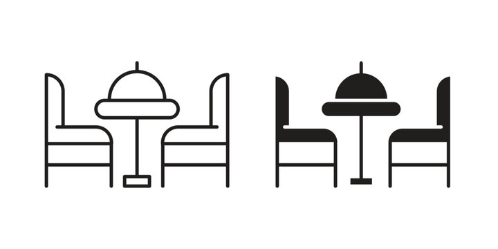 Dining table icon concept. Thin line symbol. Vector illustration isolated. Editable stroke.