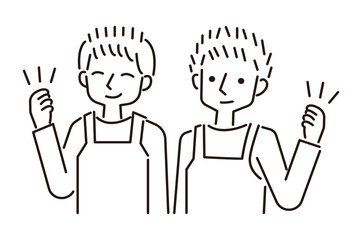 頼もしい男性スタッフの線画イラスト