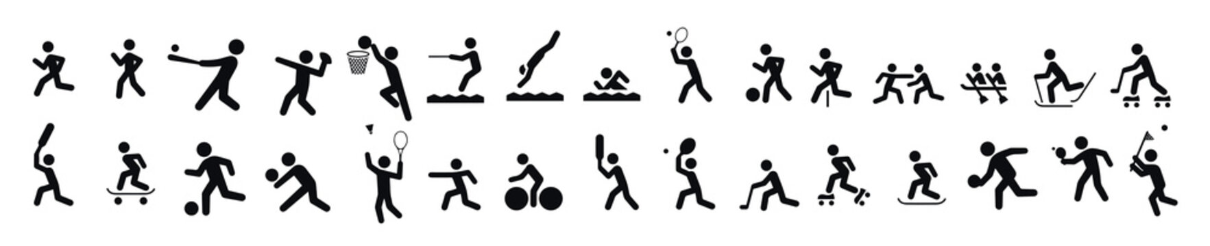 sports black icons vector design 