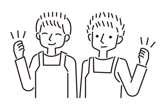 頼もしい男性スタッフの線画イラスト