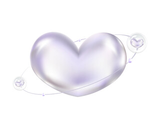 Heart frame on metallic background with decoration 3D glossy hearts in metallic for Valentines Day. Transparent background elements for easy drag-and-drop usage.