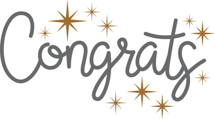 Greeting card lettering. Hand drawn congrats word