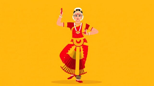 Indian Classical Dancer Performing Bharatanatyam.