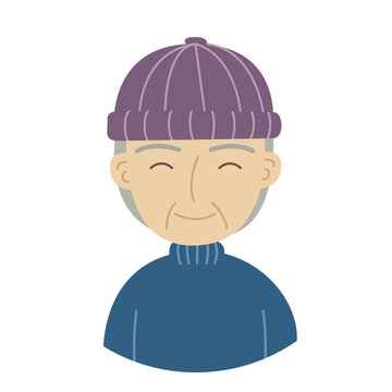 70代から90代ぐらいの男性のイラスト毛糸の帽子