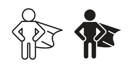Hero icon concept. Thin line symbol. Vector illustration isolated. Editable stroke.
