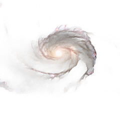 Obraz premium Spiral galaxy with swirling arms and bright center, cosmic space nebula isolated on transparent background