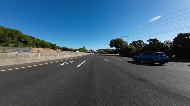 San Francisco Bay Area San Rafael Freeway 101 North 05 Front View Driving Plates of Marin County California USA Ultra Wide