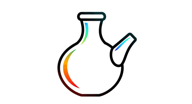 Vibrant Rainbow Outline of a Traditional Neti Pot or Watering Can Icon for Wellness