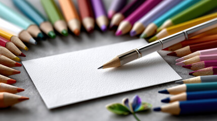 Naklejka premium White paper color pencil art drawing creativity blank school stationery education office