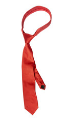 Stylish red necktie isolated on white background.	
