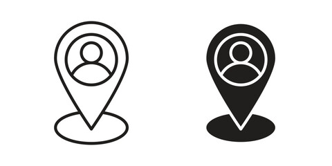 Placement icon concept. Thin line symbol. Vector illustration isolated. Editable stroke.