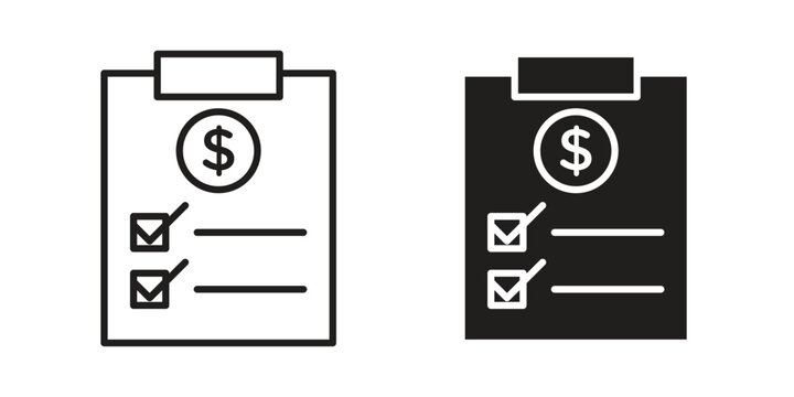 Price list icon concept. Thin line symbol. Vector illustration isolated. Editable stroke.
