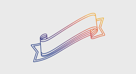Vibrant Gradient Outline Ribbon Banner Design Element for Modern Graphics and Web Layouts