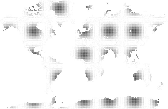 Vector world map with digital global square dot