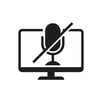 Solid microphone muted slash on computer monitor