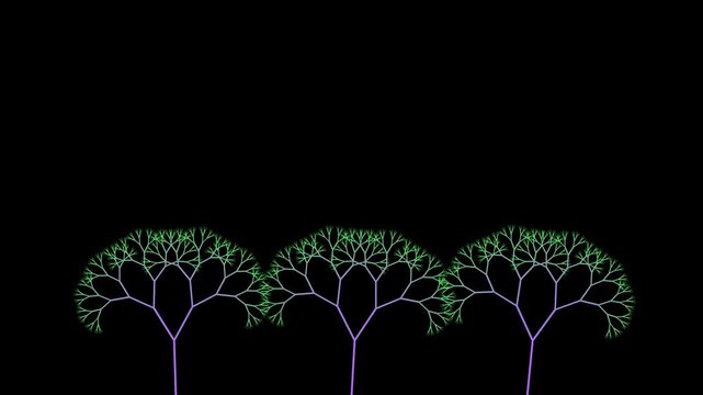 Animated Fractal Tree Animation - Recursive Branch Growth Motion Background for Nature-Inspired Visual Content