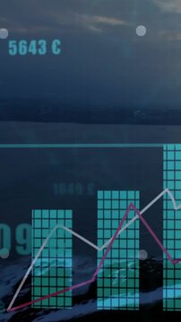Vertical video: Chart animating after grid highlight, rising bars, drawing trends to show change
